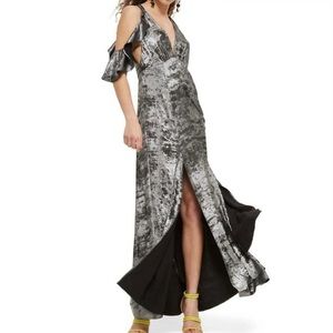 New Foil Cold Shoulder Maxi Cocktail Dress